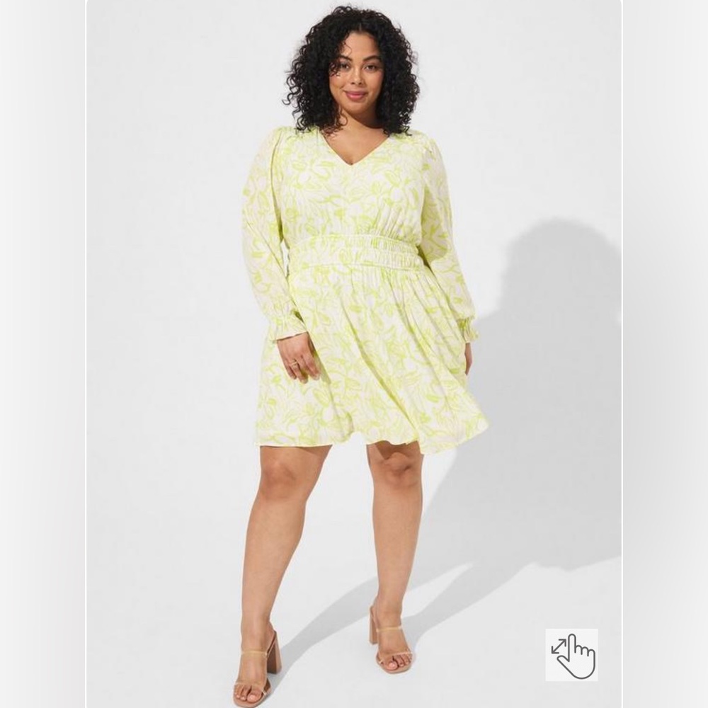TORRID Mini Skater Dress / Size 2X (18-20) / Floral Yellow Gauze
